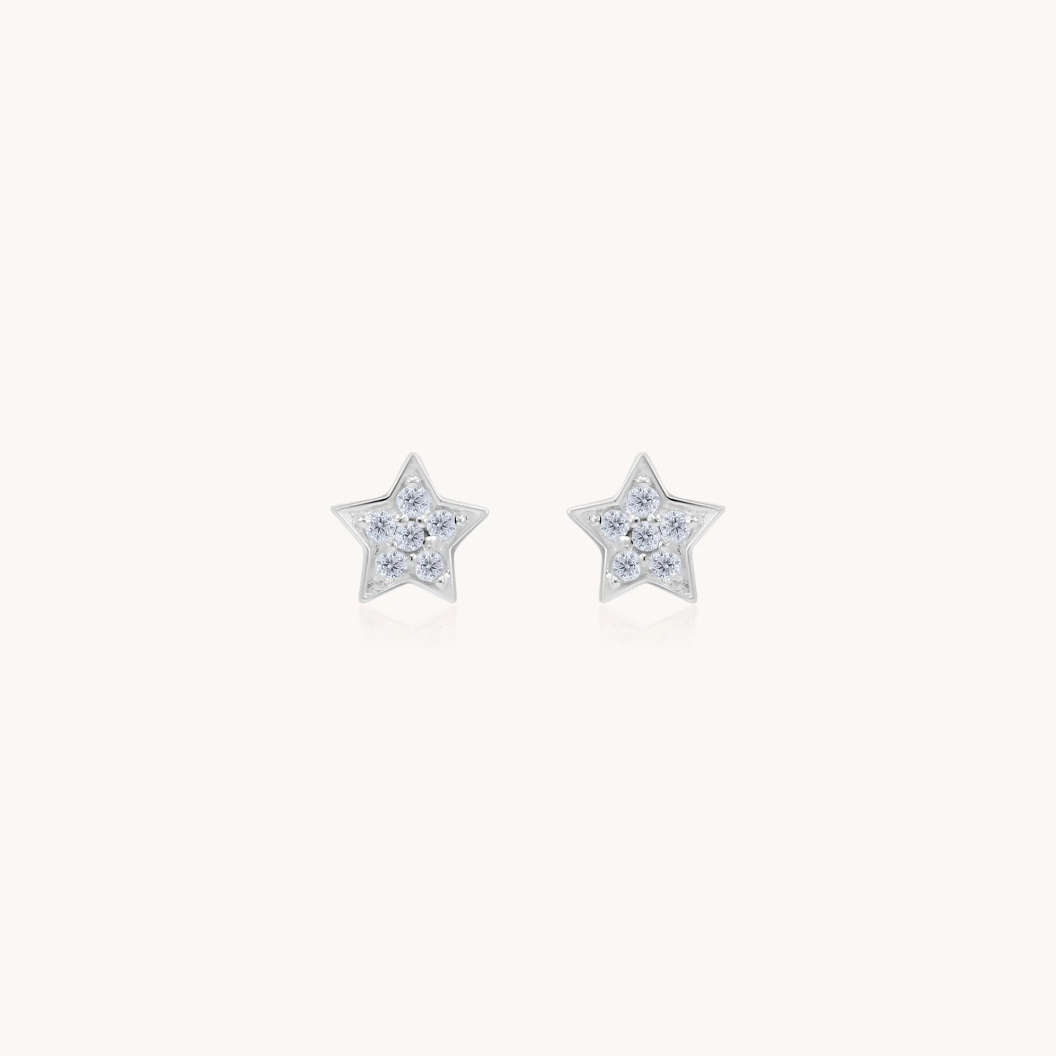 Sterling Silver Mini Crystal Star Studs