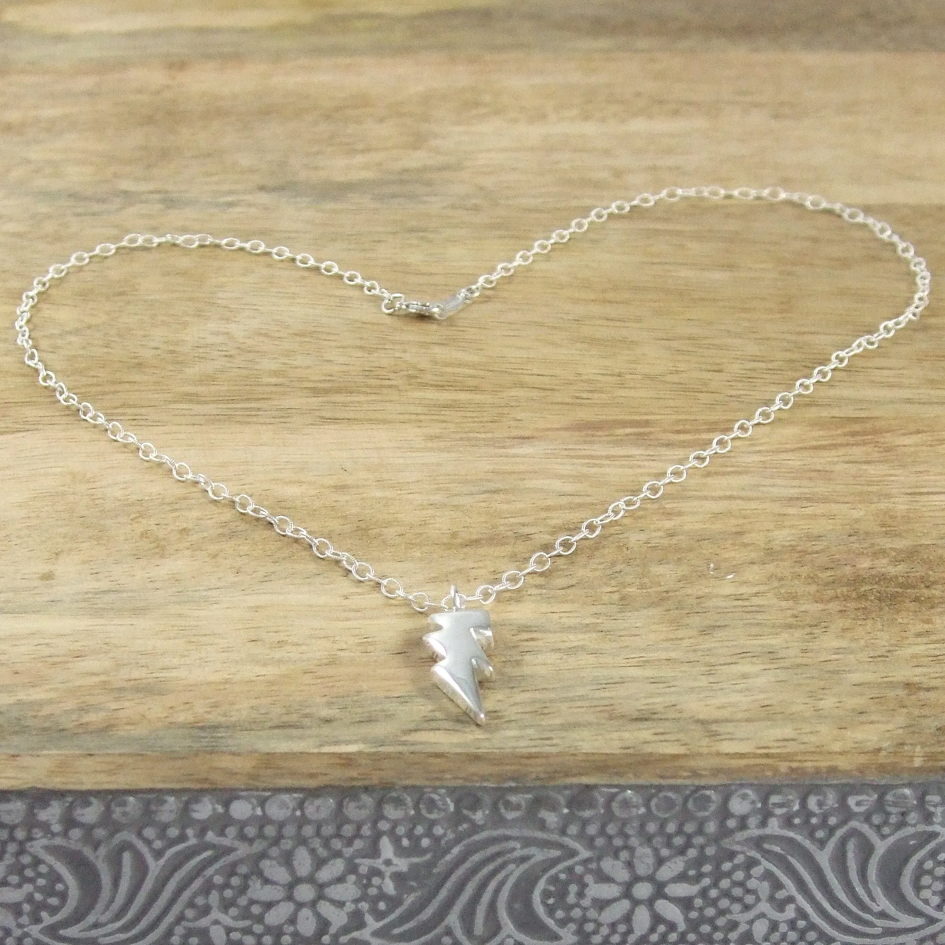 Sterling Silver Small Lightening Bolt Necklace