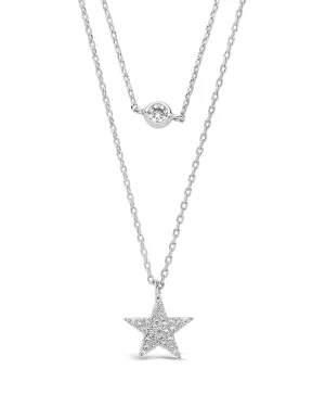 Sterling Silver Star Pendant CZ Layered Necklace
