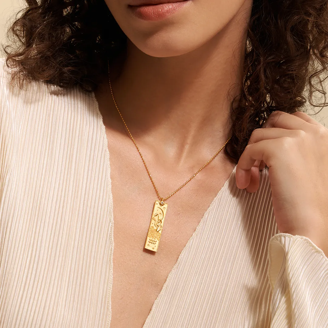 Story of Aquarius Zodiac Necklace