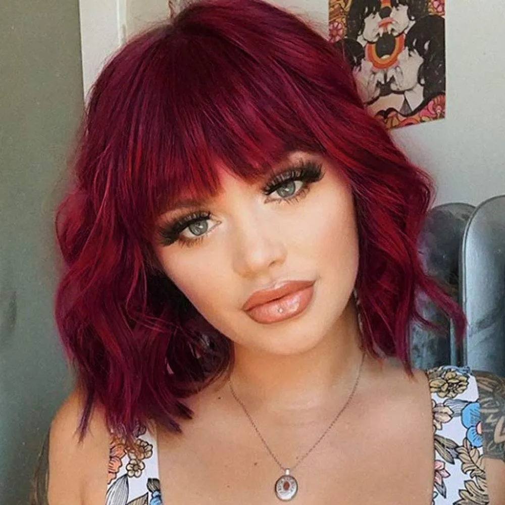 Street Rocker | Red Medium Wavy Synthetic Hair Wig