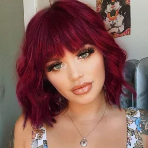 Street Rocker | Red Medium Wavy Synthetic Hair Wig