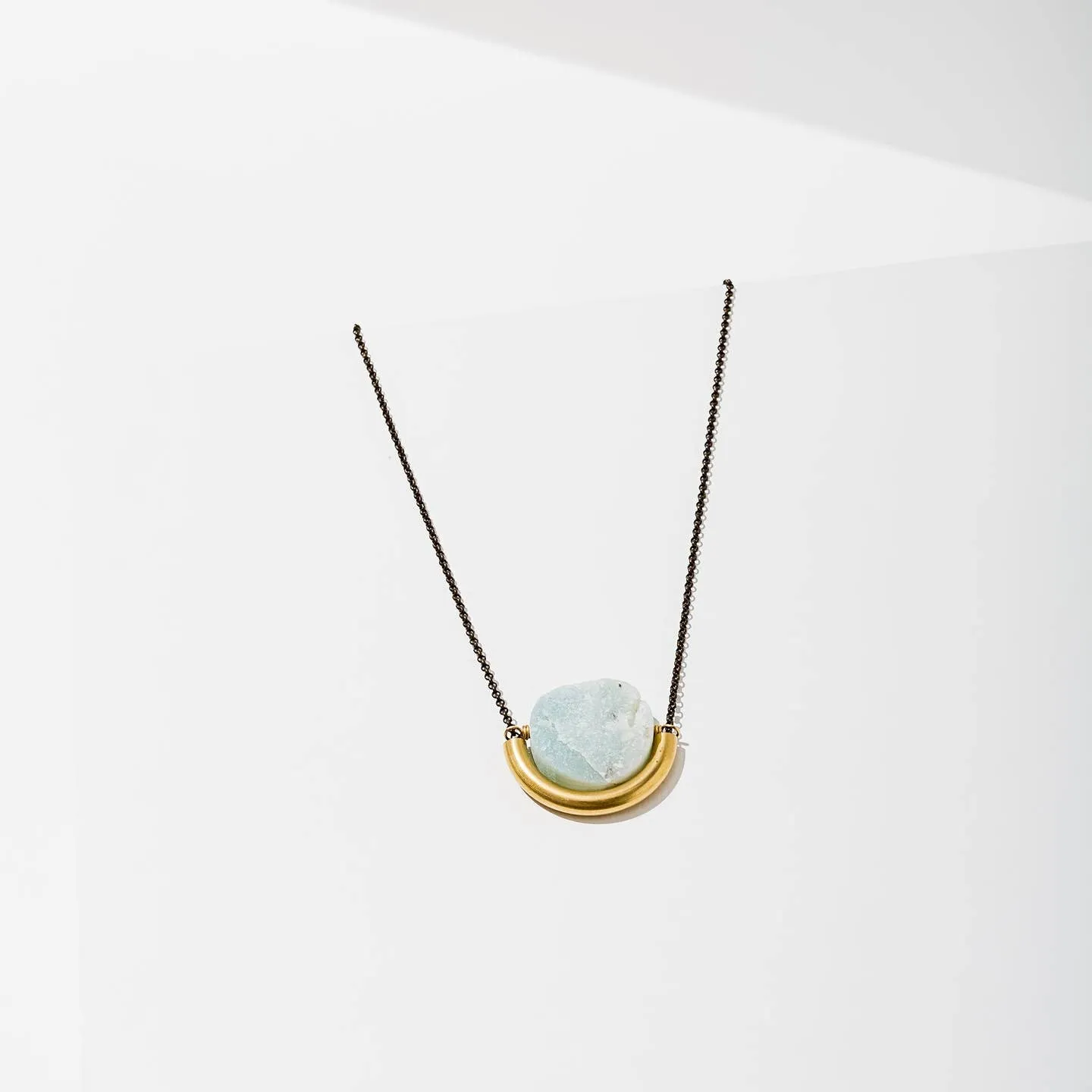 Sun and Moon Necklace Brass with Gem stone