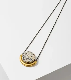 Sun and Moon Necklace Brass with Gem stone