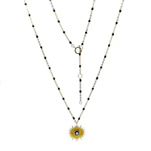 Sunburst Sapphire Pendant Necklace In 14K