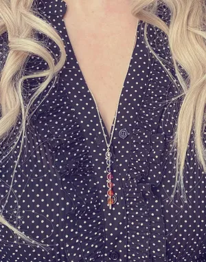Sunset Necklace, tropical pendant, tropical necklace, sunset color necklace, long necklace, beach necklace, purple orange pink crystal