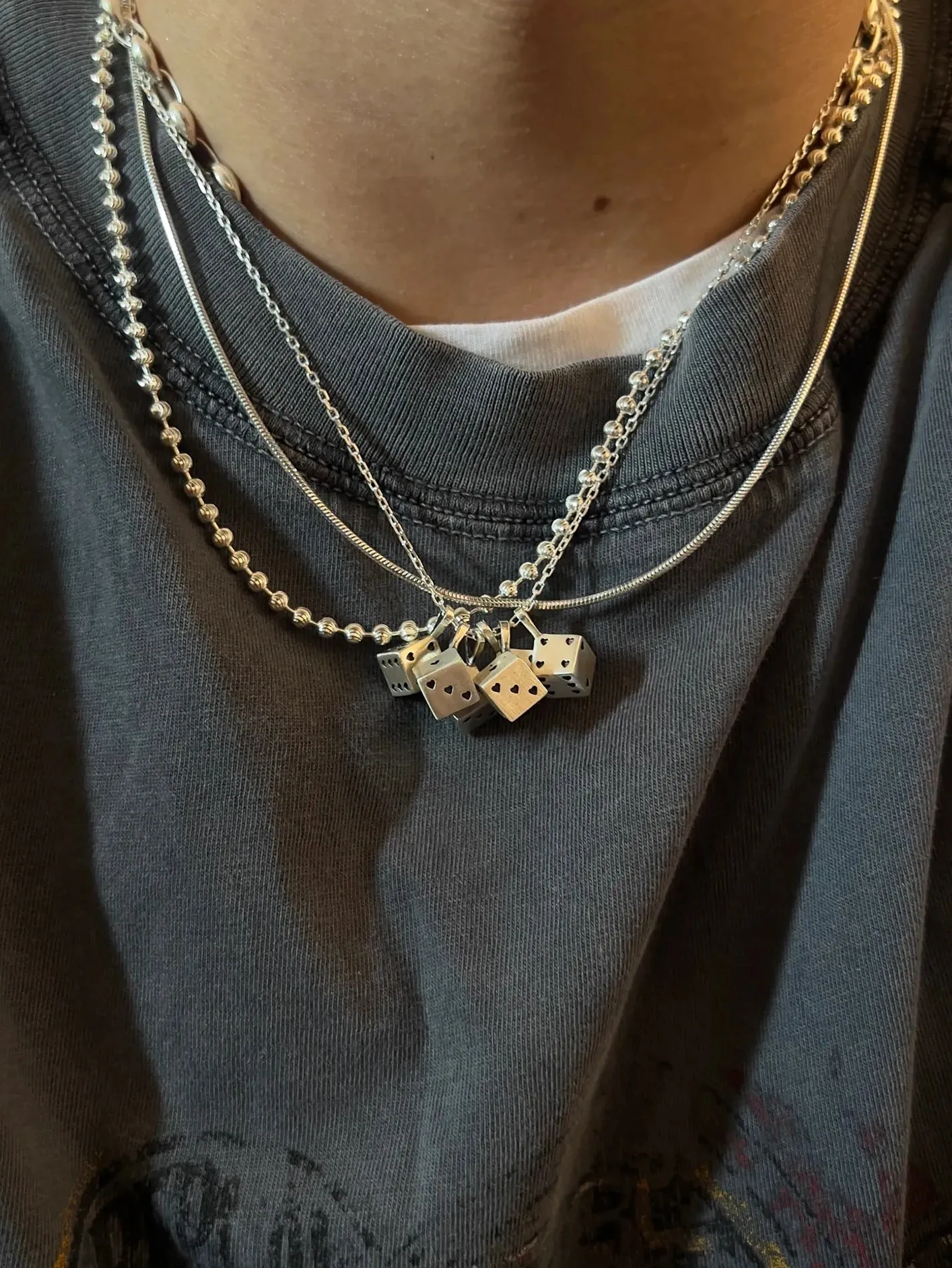 Sweet Dice Bo Necklace - Silver