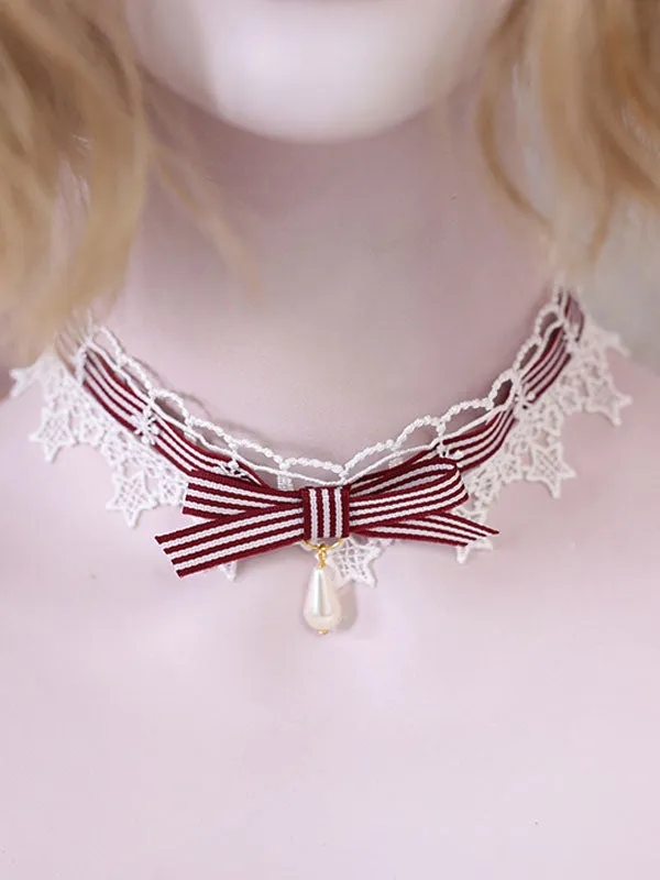 Sweet Lolita Necklace Bows Lace Choker