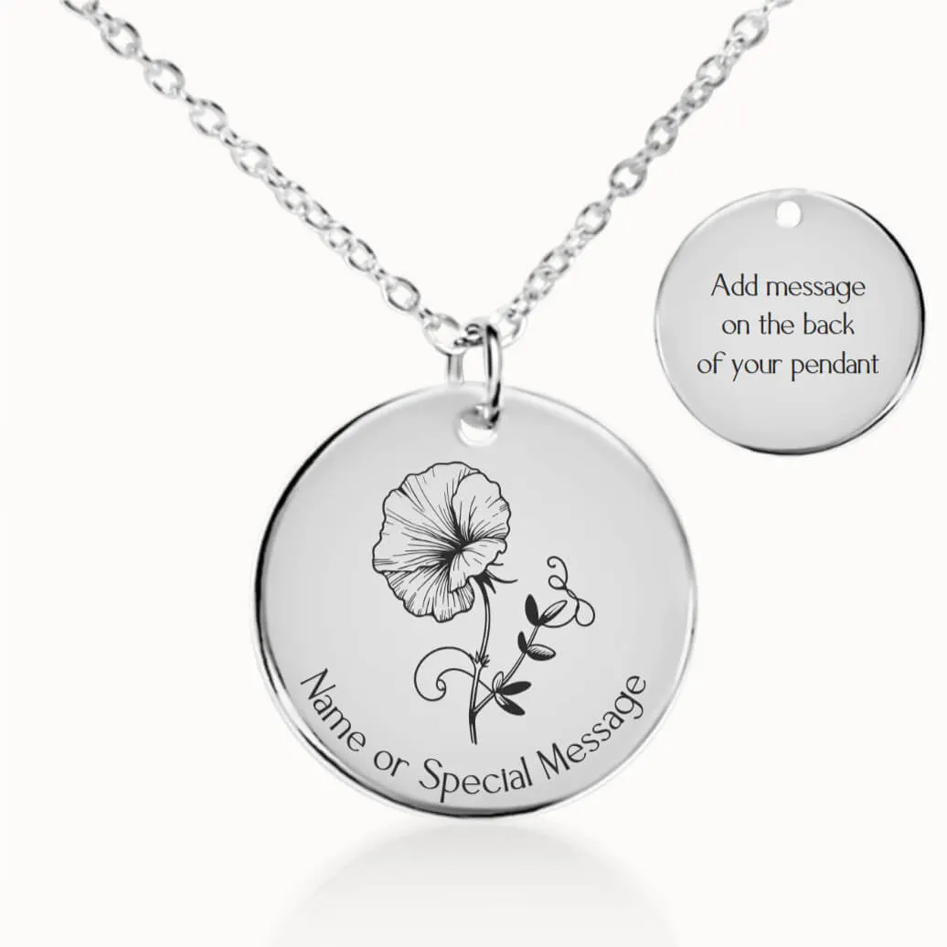Sweet Pea Birth Flower Necklace