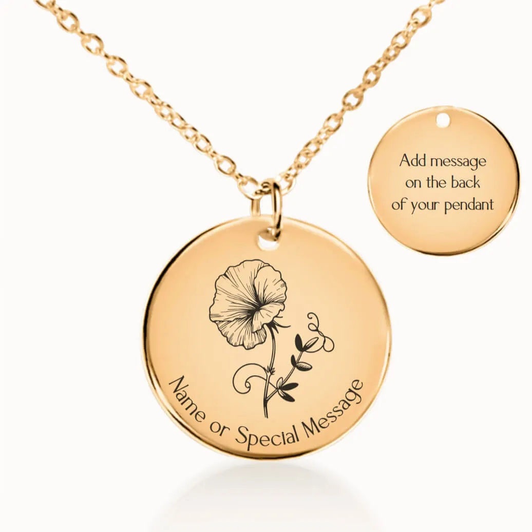 Sweet Pea Birth Flower Necklace