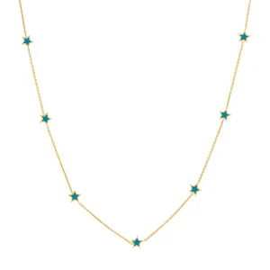 Teal Enamel Mini Star Necklace