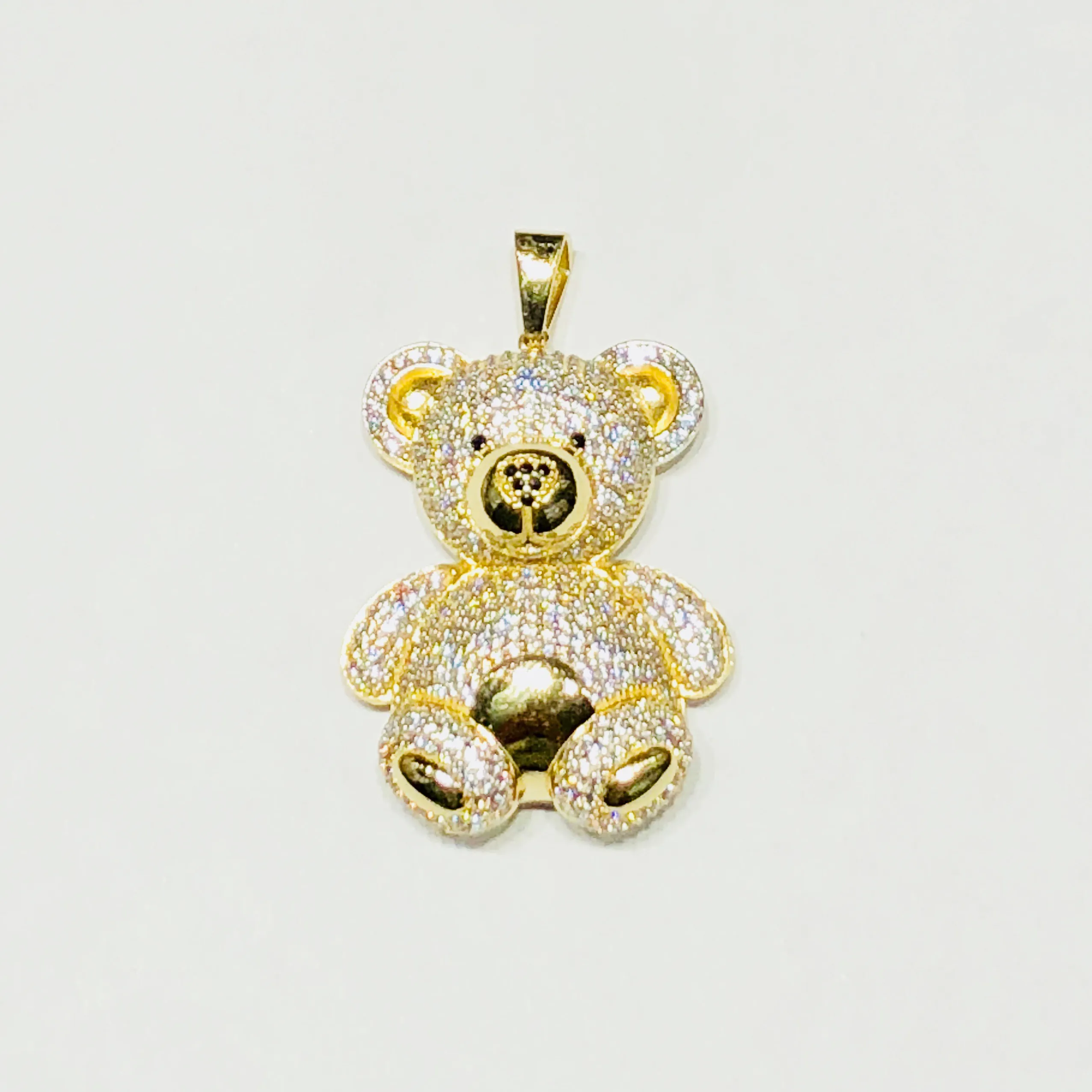 Teddy Bear CZ Pendant (14K)