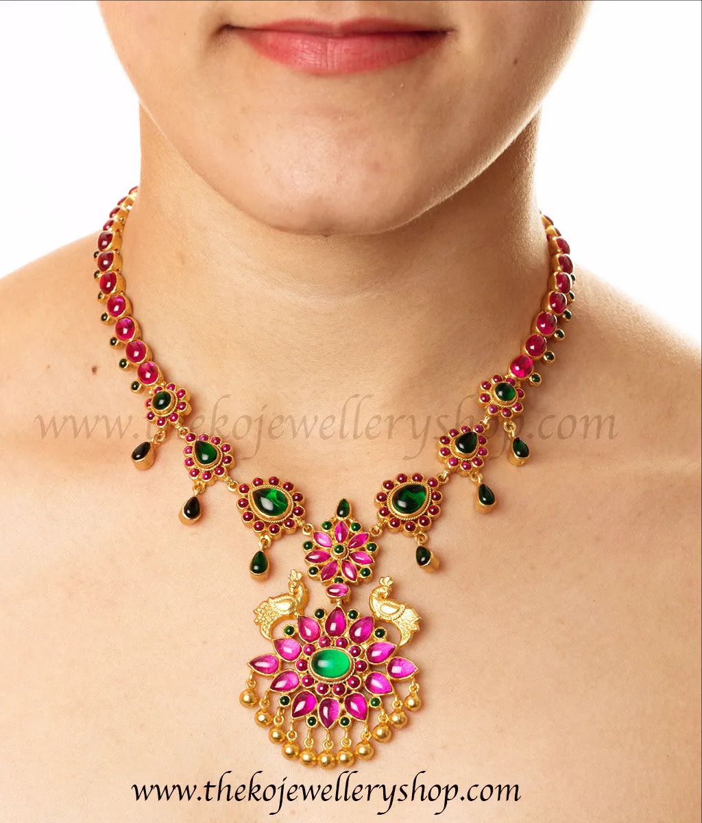 The Aabhushana Silver Kempu Necklace