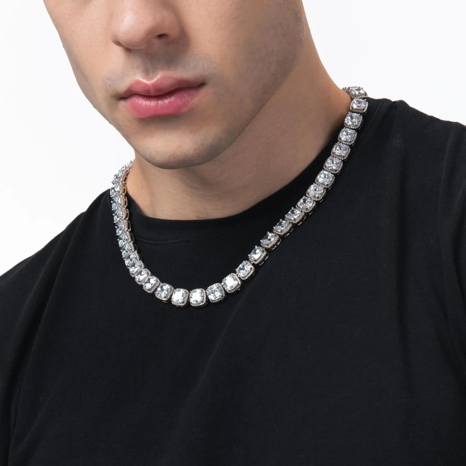 THE STAR CLUSTER® - 10mm Cluster Tennis Chain in White Gold