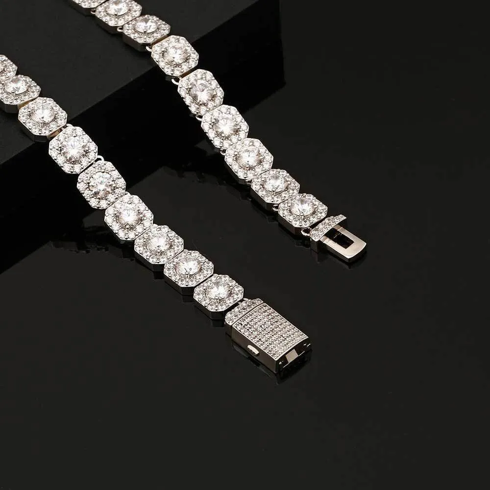 THE STAR CLUSTER® - 10mm Cluster Tennis Chain in White Gold