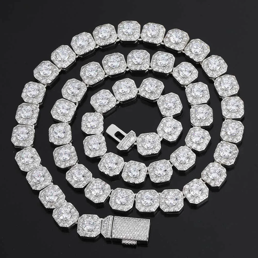 THE STAR CLUSTER® - 10mm Cluster Tennis Chain in White Gold