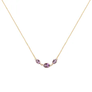 Three Stone Bezel Set Amethyst Necklace