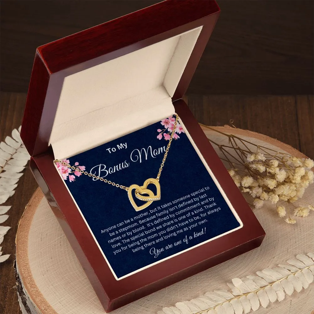 To My Bonus Mom Interlocking Hearts Necklace
