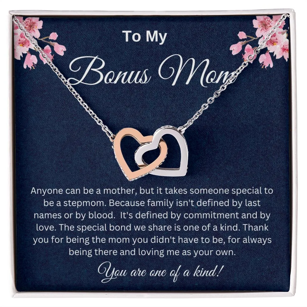 To My Bonus Mom Interlocking Hearts Necklace