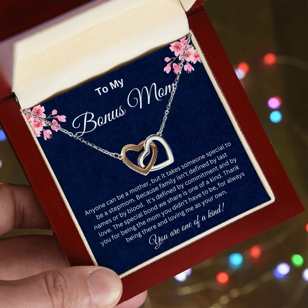 To My Bonus Mom Interlocking Hearts Necklace