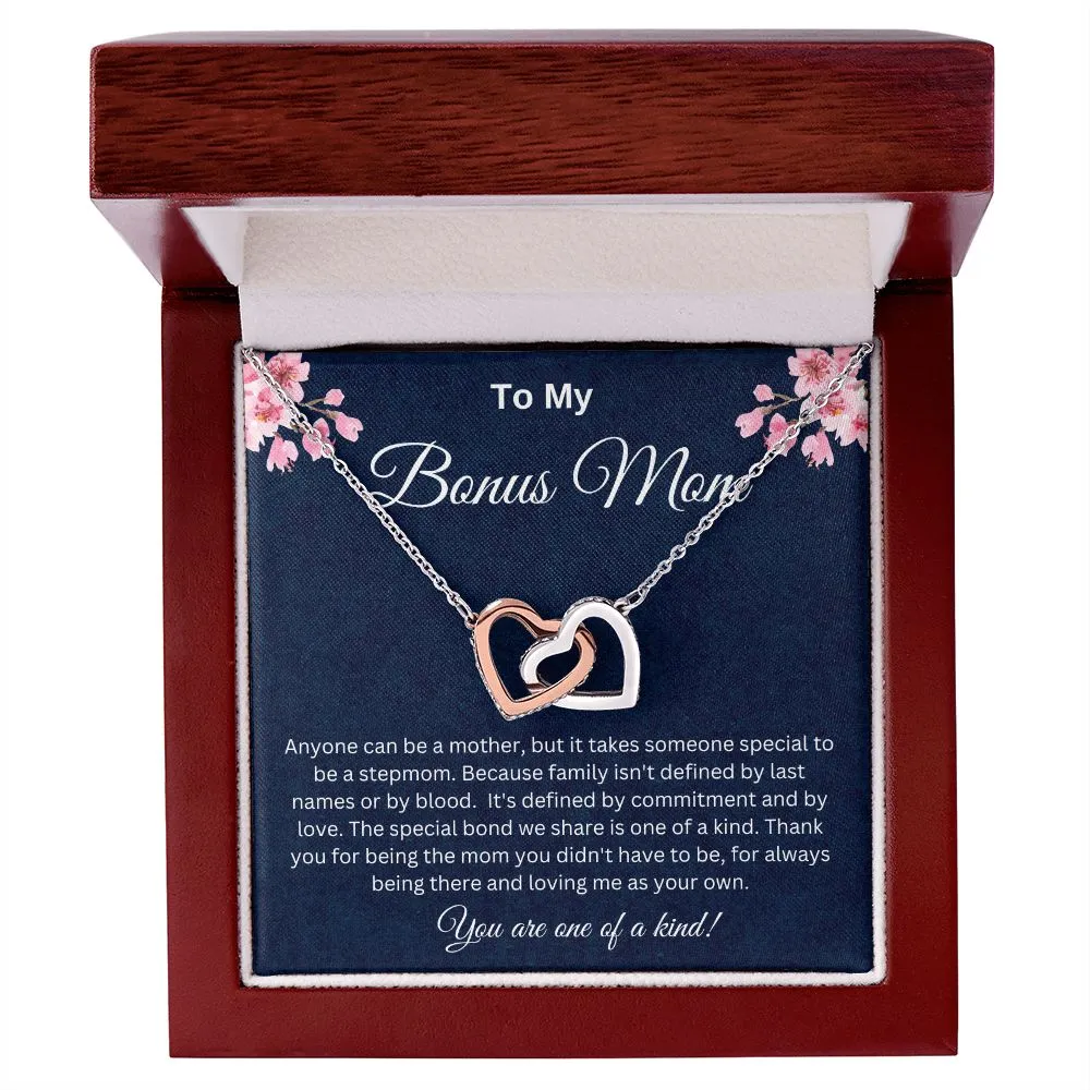 To My Bonus Mom Interlocking Hearts Necklace