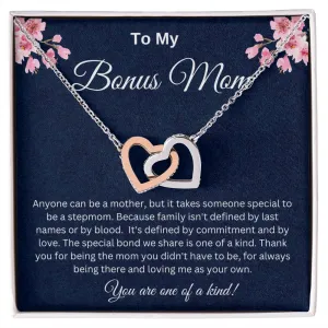 To My Bonus Mom Interlocking Hearts Necklace