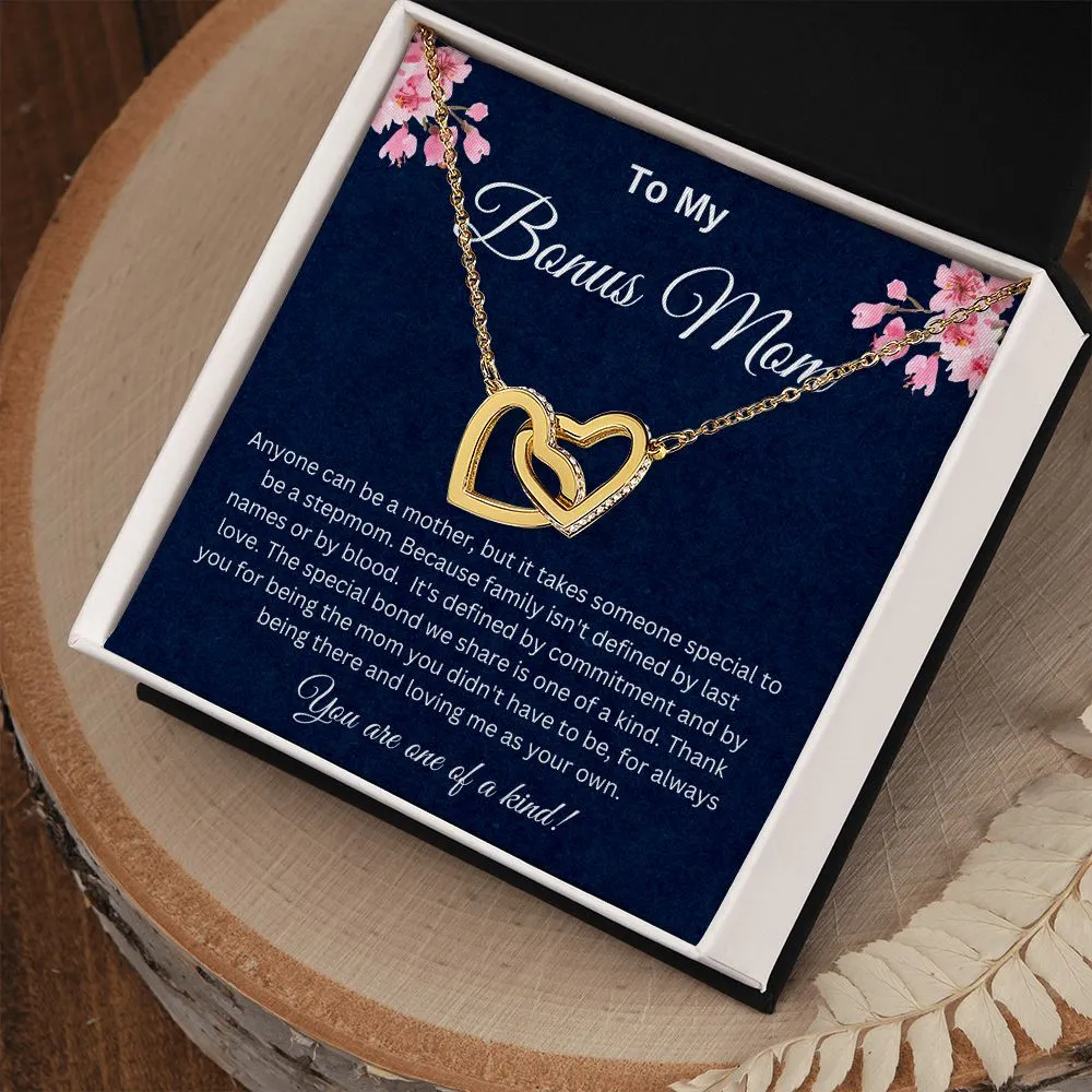 To My Bonus Mom Interlocking Hearts Necklace
