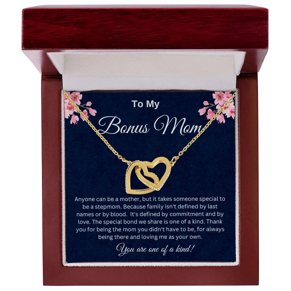 To My Bonus Mom Interlocking Hearts Necklace