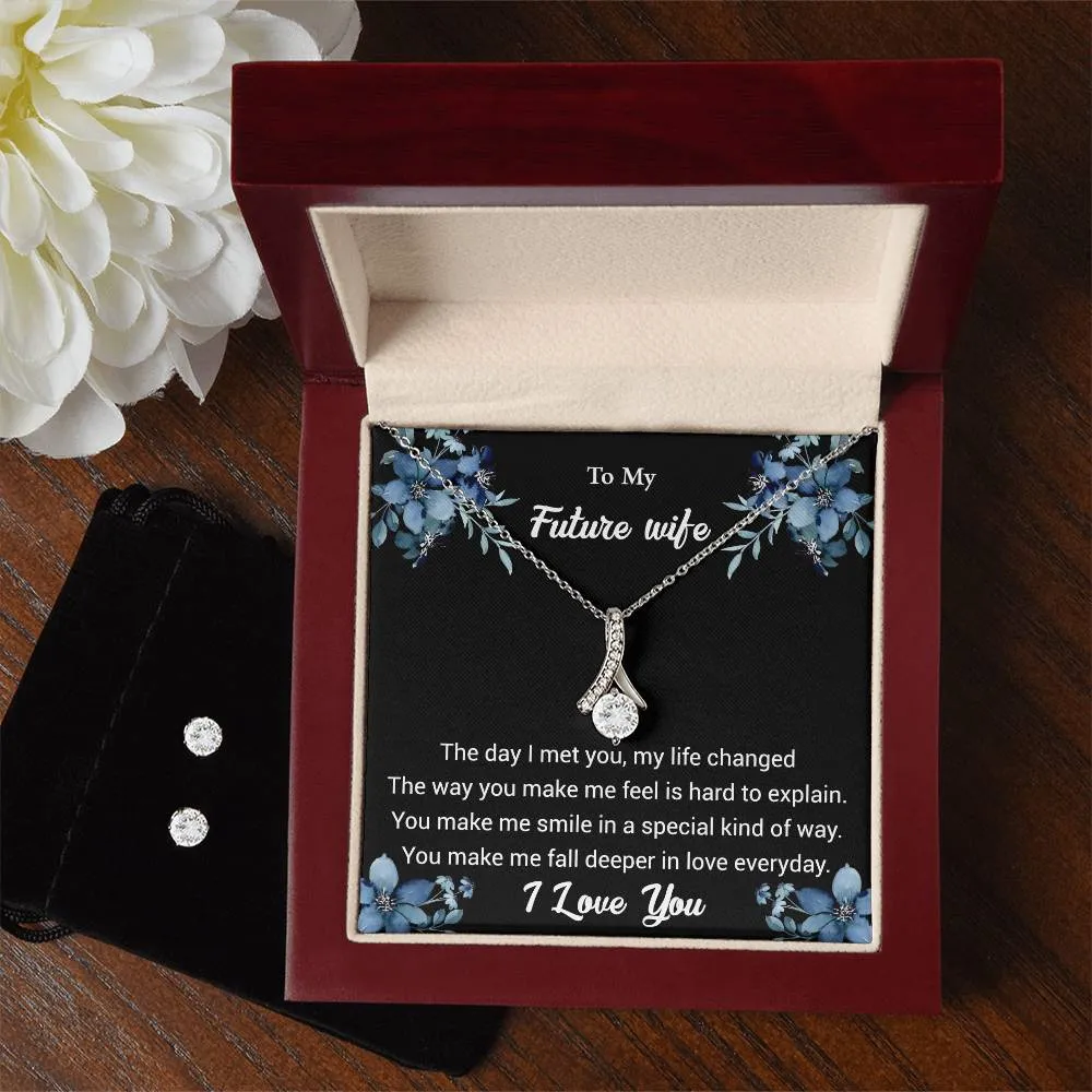 To My Future Wife l Alluring Beauty Necklace and Cubic Zirconia Earring Set