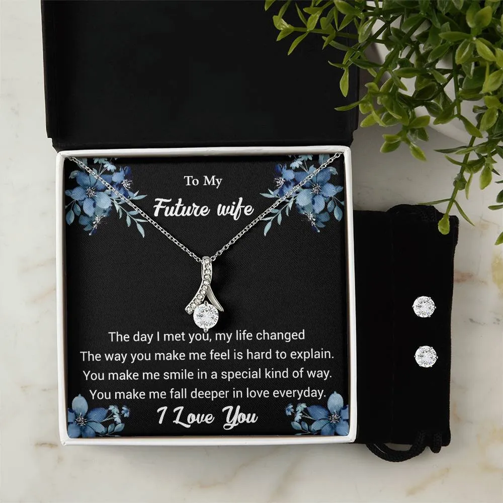 To My Future Wife l Alluring Beauty Necklace and Cubic Zirconia Earring Set