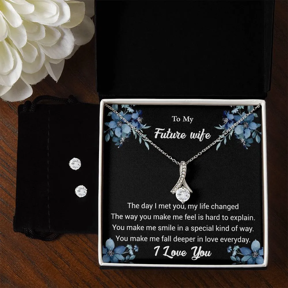 To My Future Wife l Alluring Beauty Necklace and Cubic Zirconia Earring Set