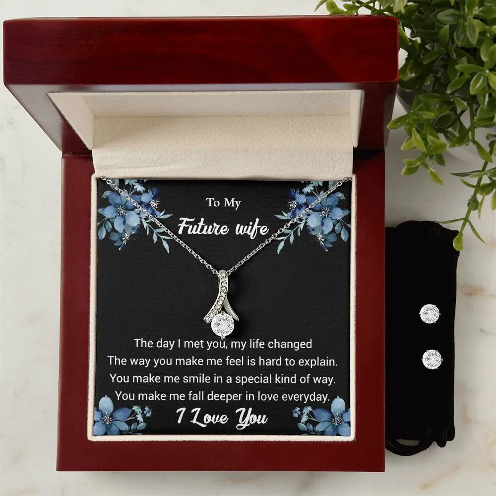 To My Future Wife l Alluring Beauty Necklace and Cubic Zirconia Earring Set