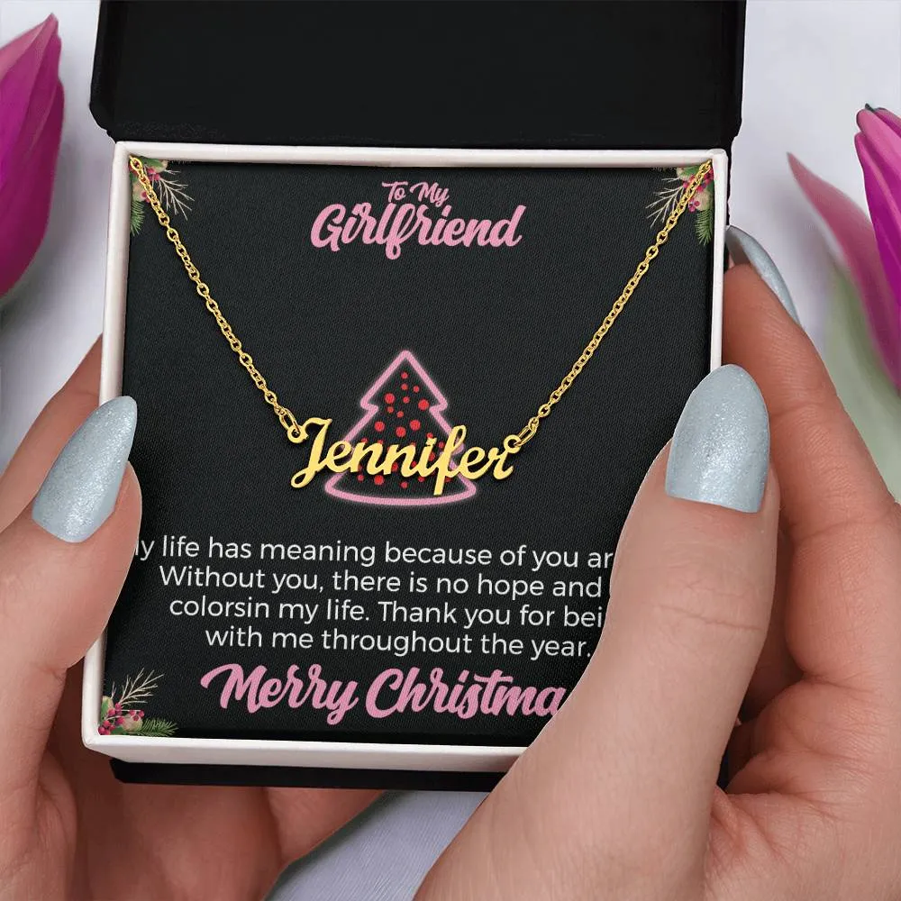 To My Girlfriend l Merry Christmas - Personalise Name Necklace