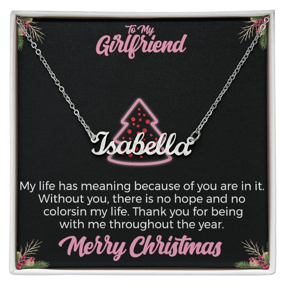 To My Girlfriend l Merry Christmas - Personalise Name Necklace
