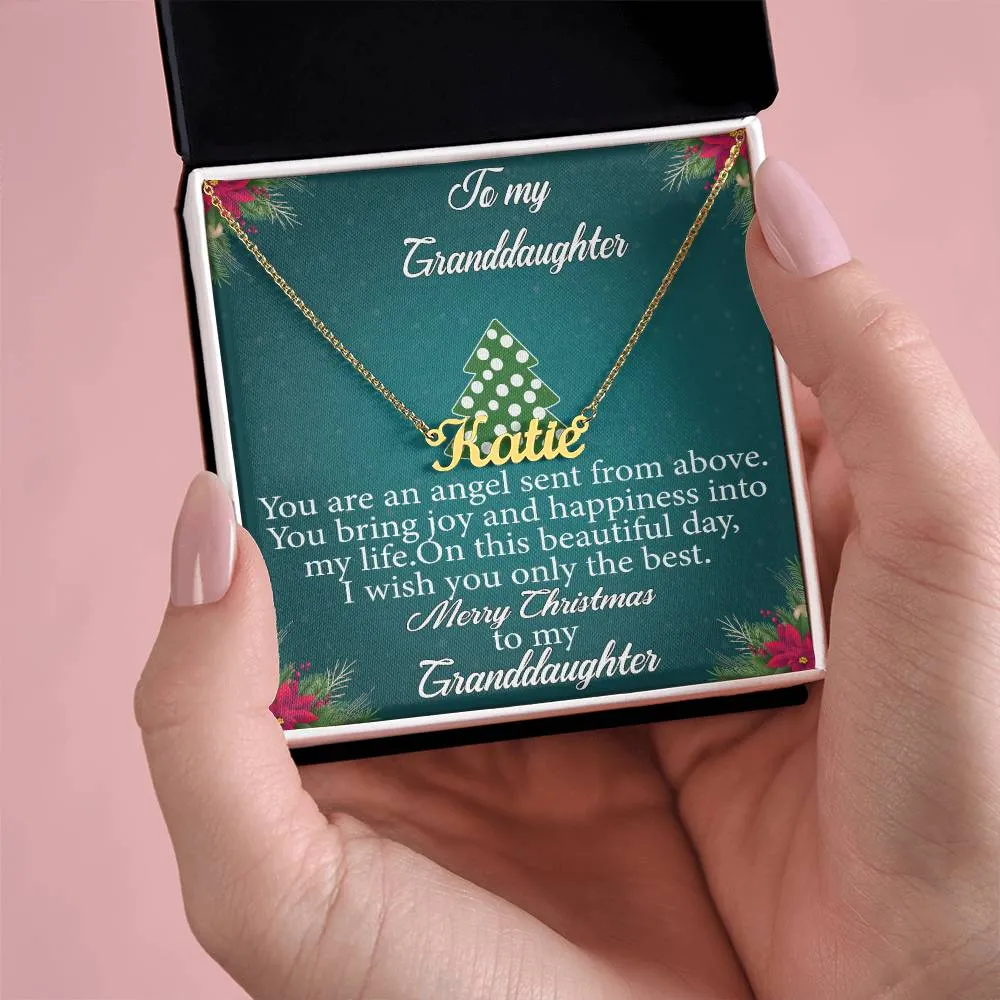 To My Granddaughter l Merry Christmas - Personalise Name Necklace