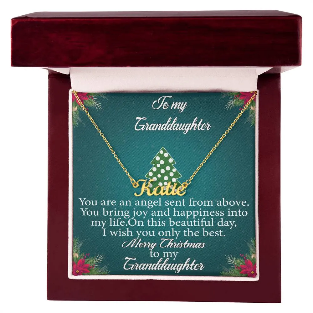 To My Granddaughter l Merry Christmas - Personalise Name Necklace