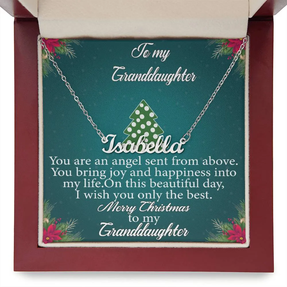 To My Granddaughter l Merry Christmas - Personalise Name Necklace
