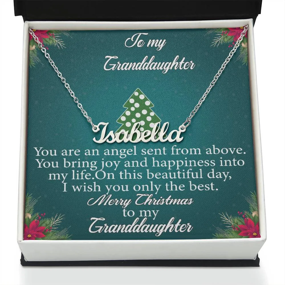 To My Granddaughter l Merry Christmas - Personalise Name Necklace