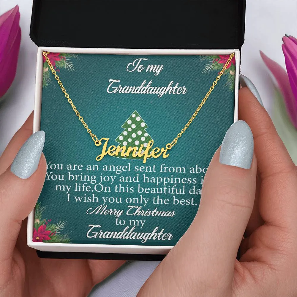 To My Granddaughter l Merry Christmas - Personalise Name Necklace