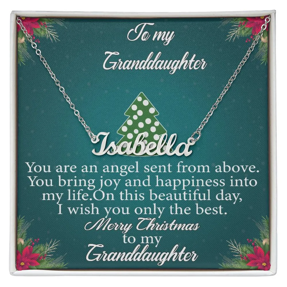 To My Granddaughter l Merry Christmas - Personalise Name Necklace