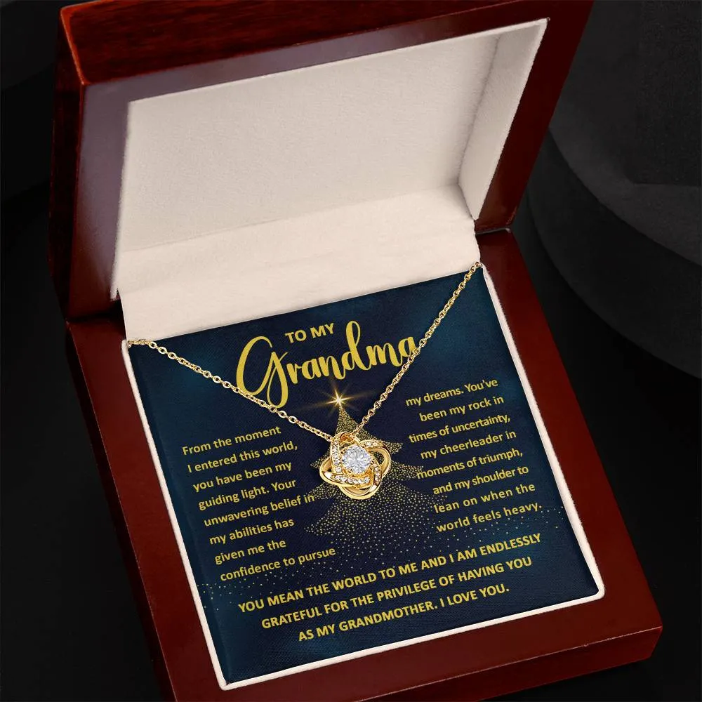 To My Grandma My Guiding Light Love Knot Necklace, Christmas Gift For Grandma