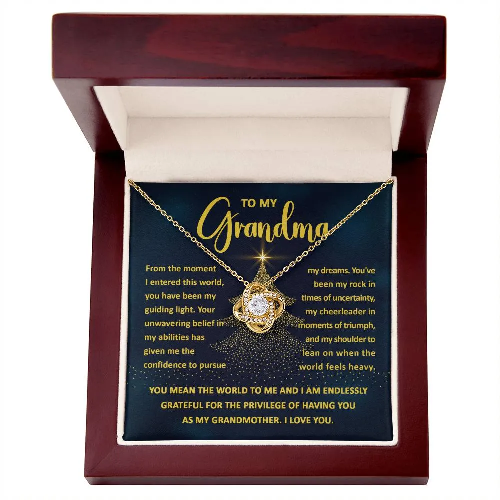 To My Grandma My Guiding Light Love Knot Necklace, Christmas Gift For Grandma
