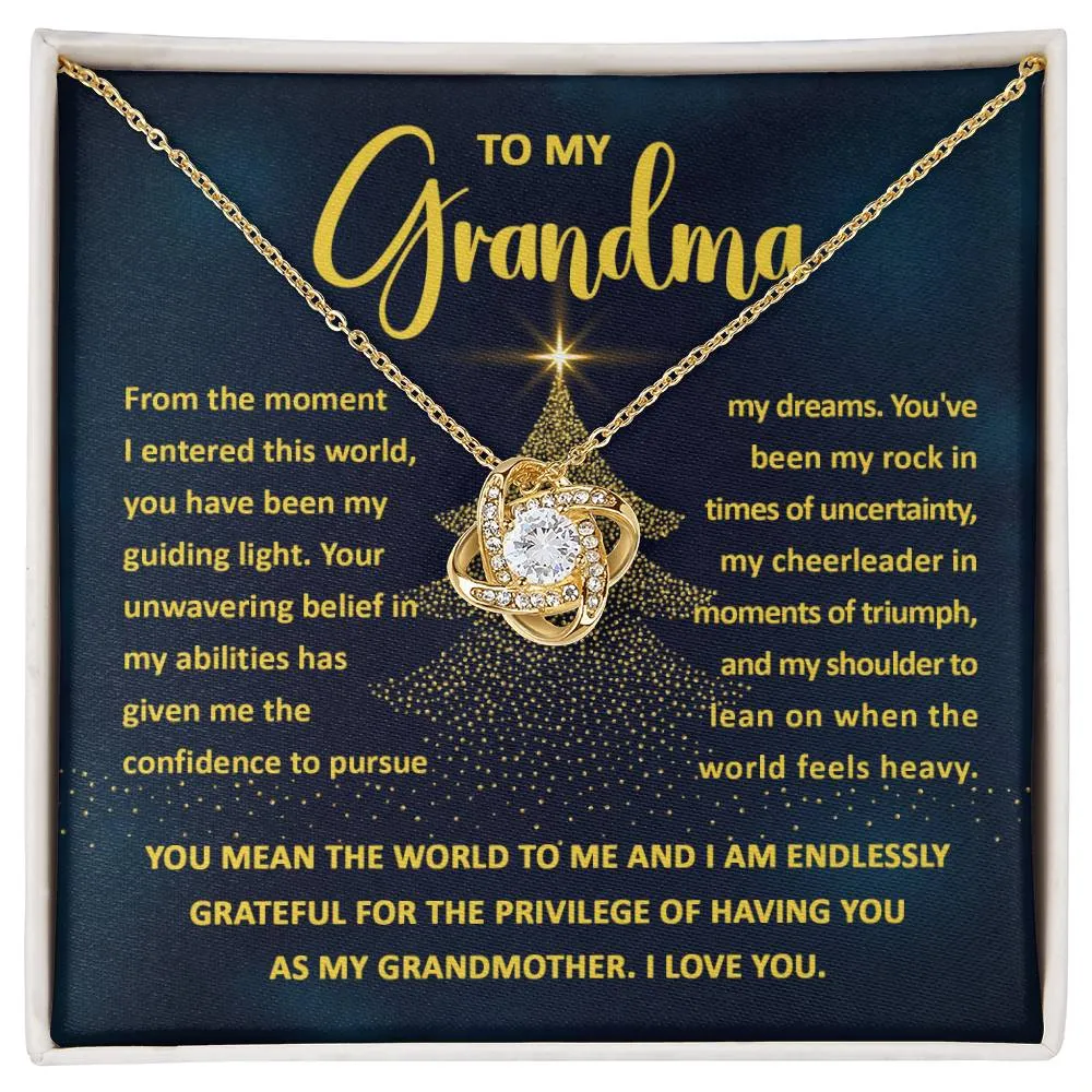 To My Grandma My Guiding Light Love Knot Necklace, Christmas Gift For Grandma