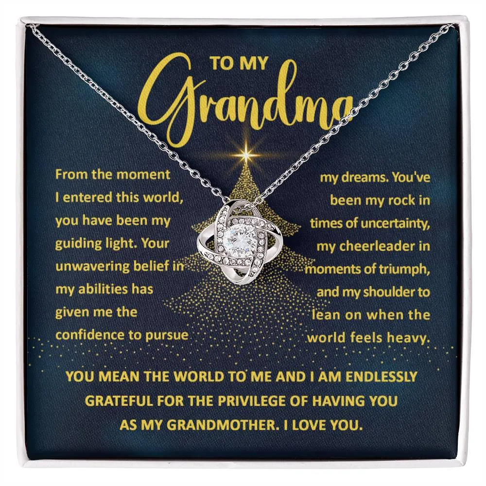 To My Grandma My Guiding Light Love Knot Necklace, Christmas Gift For Grandma