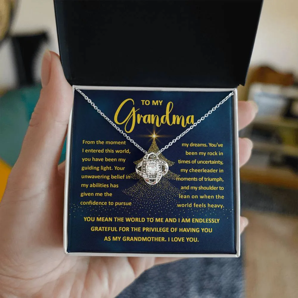 To My Grandma My Guiding Light Love Knot Necklace, Christmas Gift For Grandma