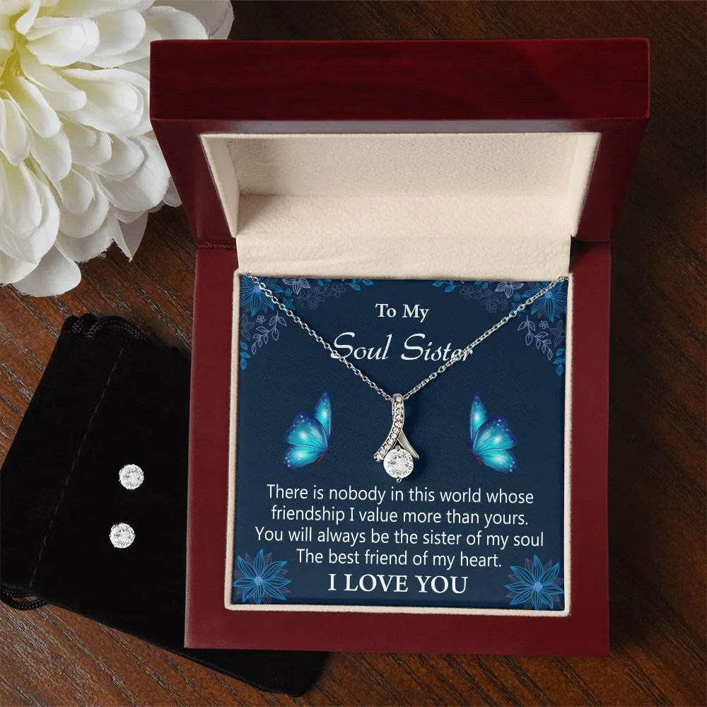 To My Soul Sister l Alluring Beauty Necklace and Cubic Zirconia Earring Set