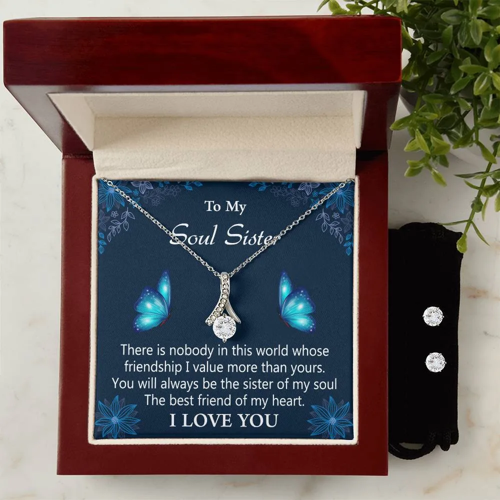 To My Soul Sister l Alluring Beauty Necklace and Cubic Zirconia Earring Set