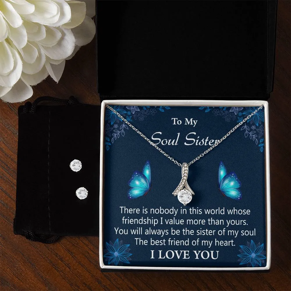 To My Soul Sister l Alluring Beauty Necklace and Cubic Zirconia Earring Set