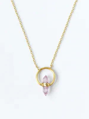 Tourmaline Halo Necklace with Diamond