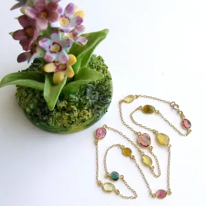 Tourmaline Slices Stations Necklace - Annica Necklace